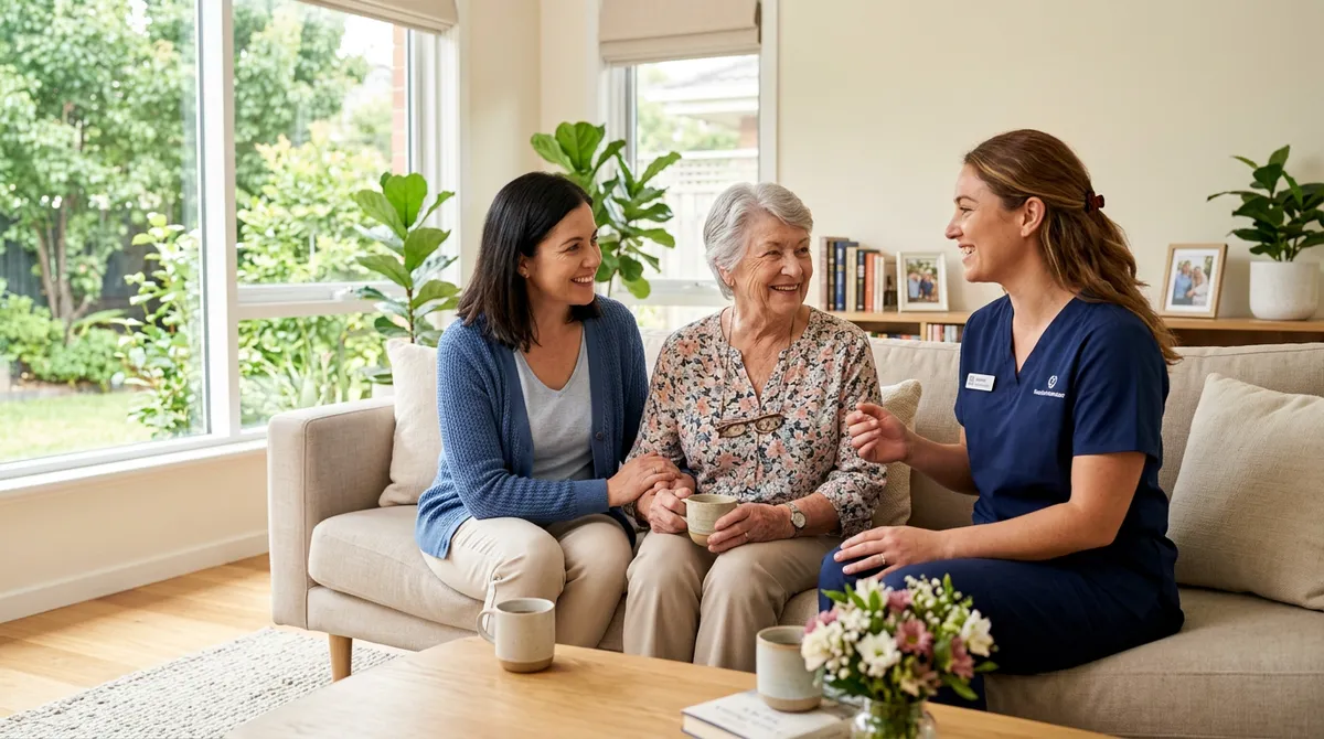 Pflegefachperson betreut eine Seniorin